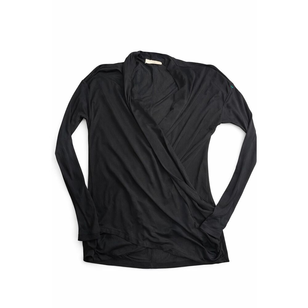 Alice + Olivia AIR Wrap Top Black Long Sleeve Surplice Blouse Women’s Small